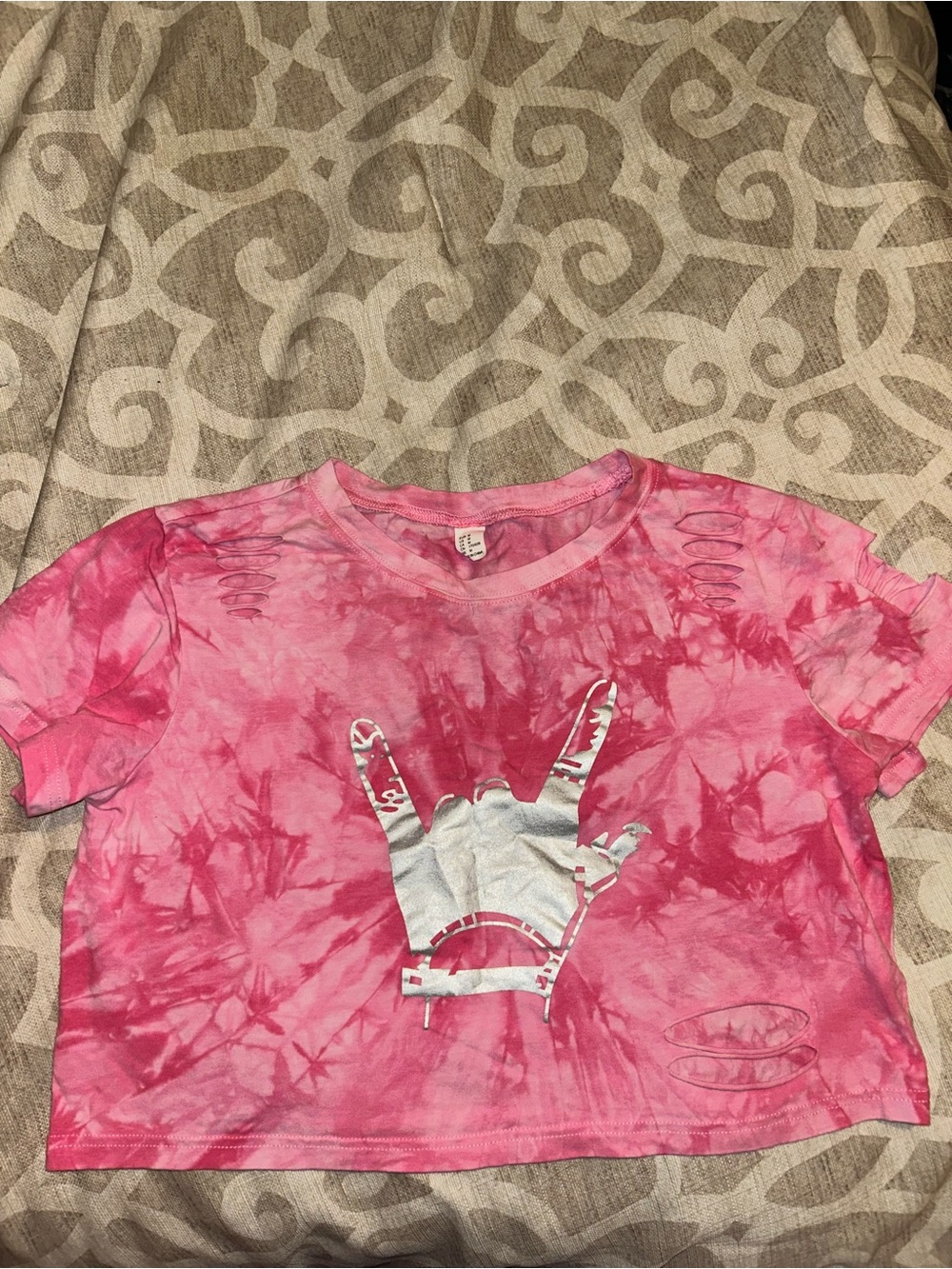 Girls' Pink Tie-Dye Graphic Crop Top